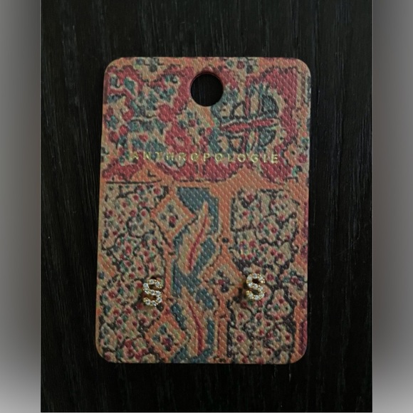 Anthropologie | Rhinestone Monogram Post Earrings | Letter S | NWT - Picture 5 of 7